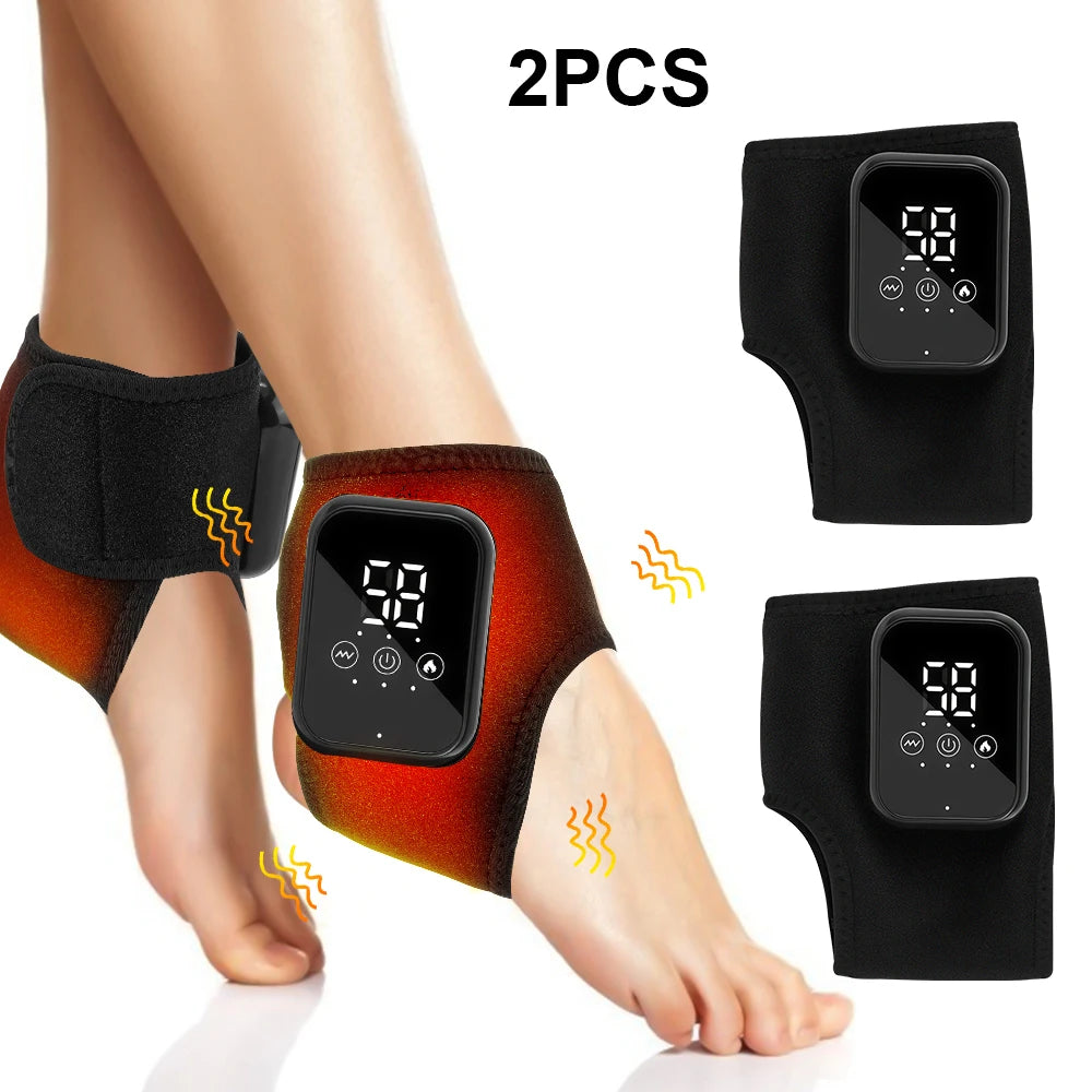 Electric Heated Ankle Massager Brace Heat, Vibration & Support