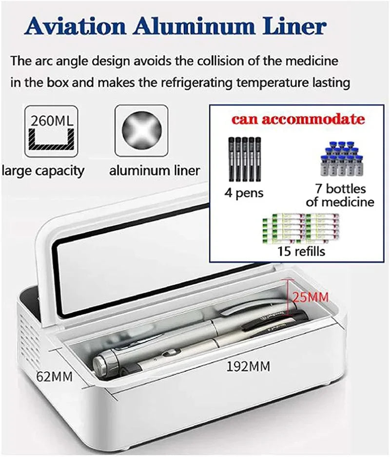 USB Insulin Cooler Bag with Temperature Control Portable Medical Travel Case