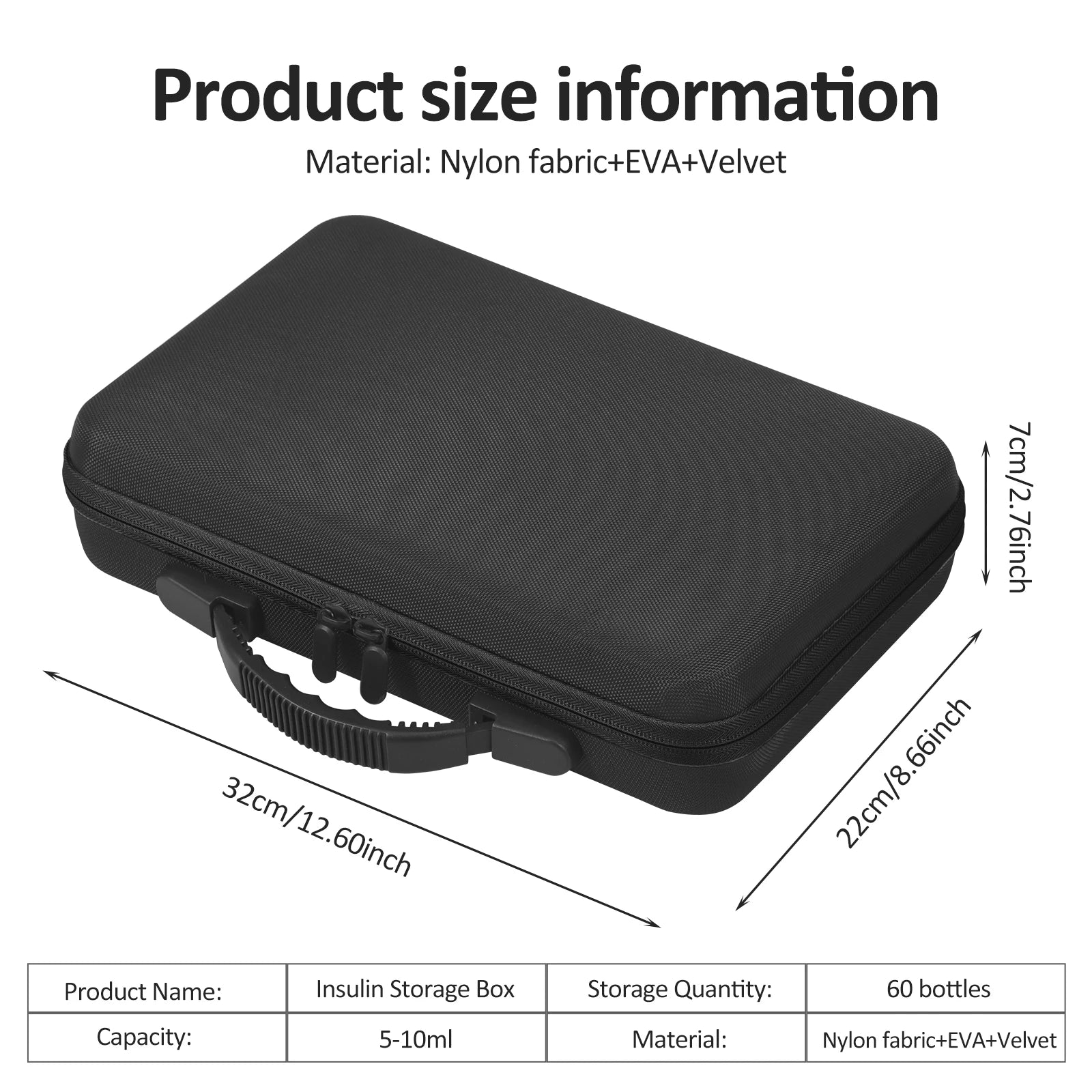 Portable Insulin Vial Storage Box 60-Slot Medicine Organizer