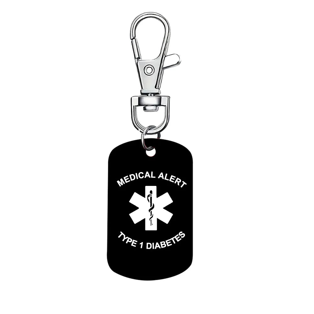 Medical Alert Pendant Keychain Aluminum Emergency ID Tag