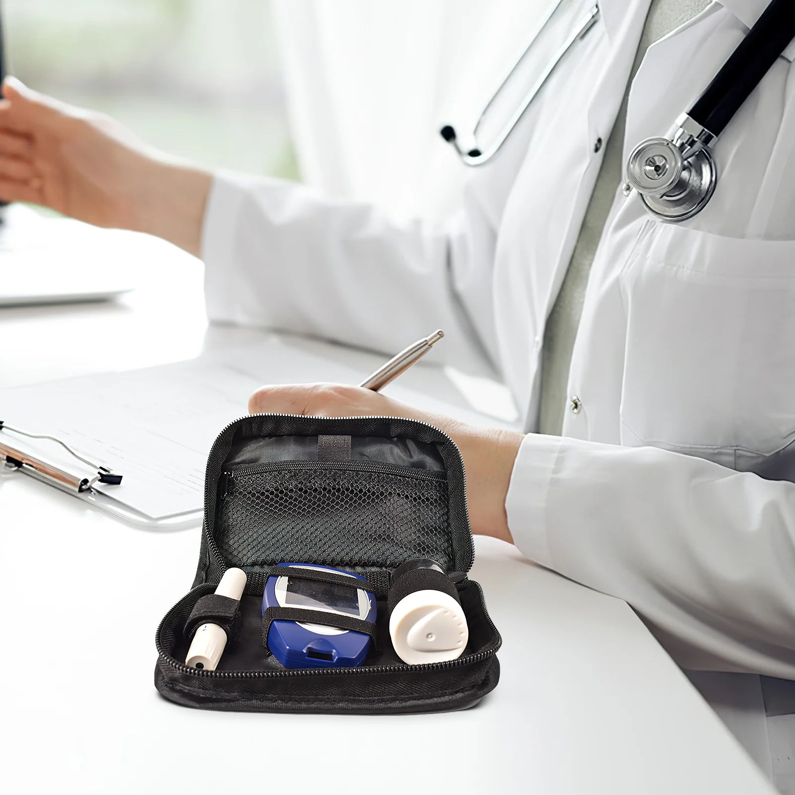 Diabetic Supplies Travel Case Compact Glucose Meter Organizer