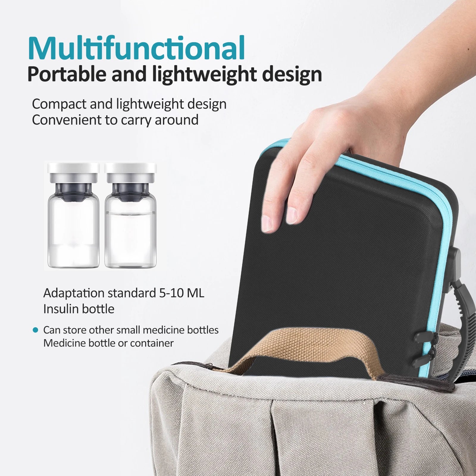 Portable Insulin Vial Storage Box 60-Slot Medicine Organizer