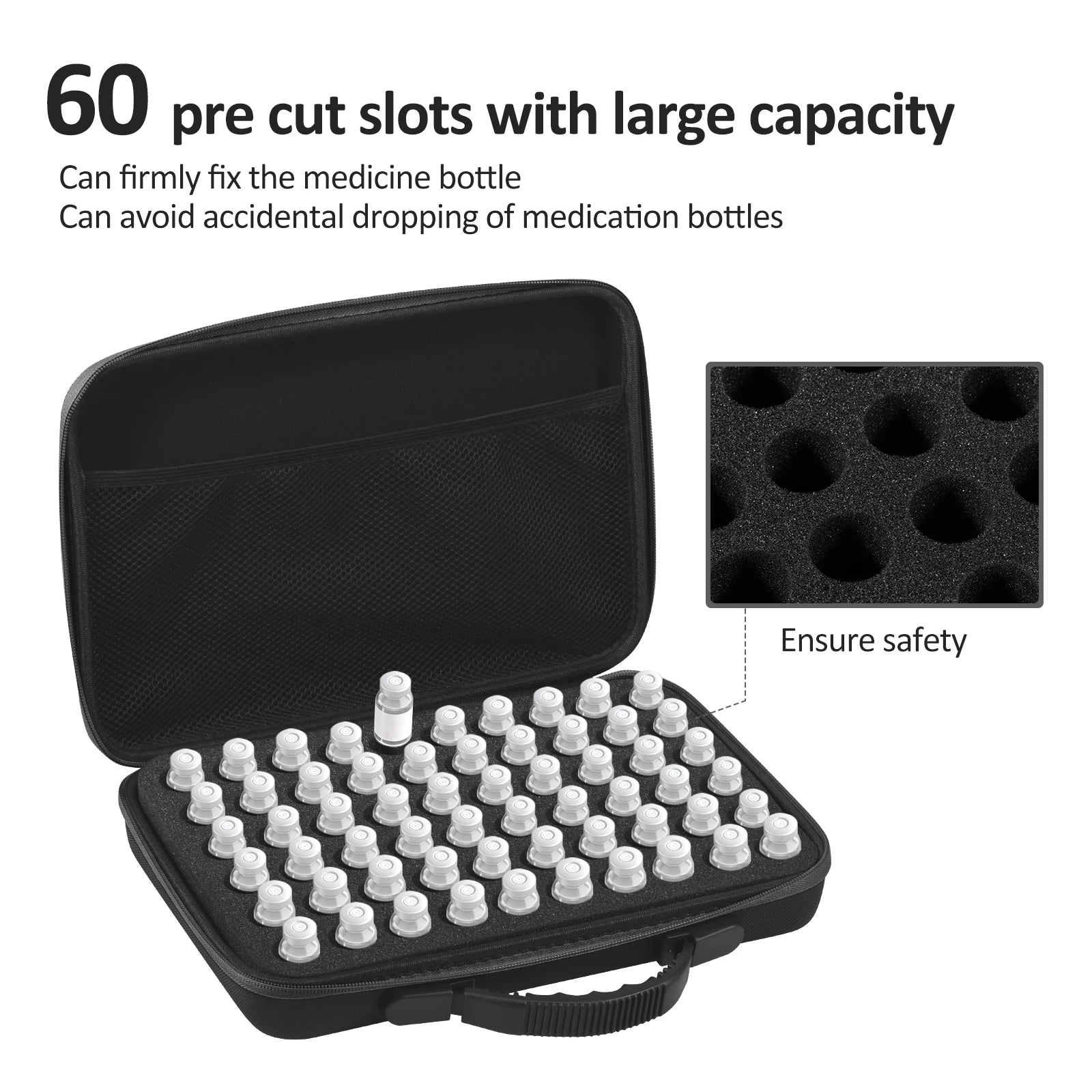Portable Insulin Vial Storage Box 60-Slot Medicine Organizer