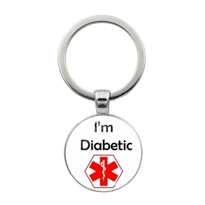 Diabetic Medical Alert Keychain Star of Life Emergency ID Pendant