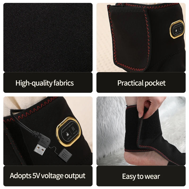 Electric Heated Ankle Support Brace 3-Level Heat & Massage