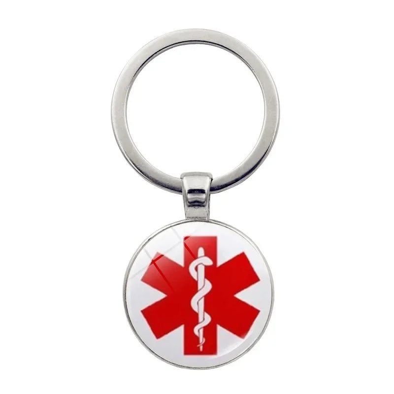 Diabetic Medical Alert Keychain Star of Life Emergency ID Pendant