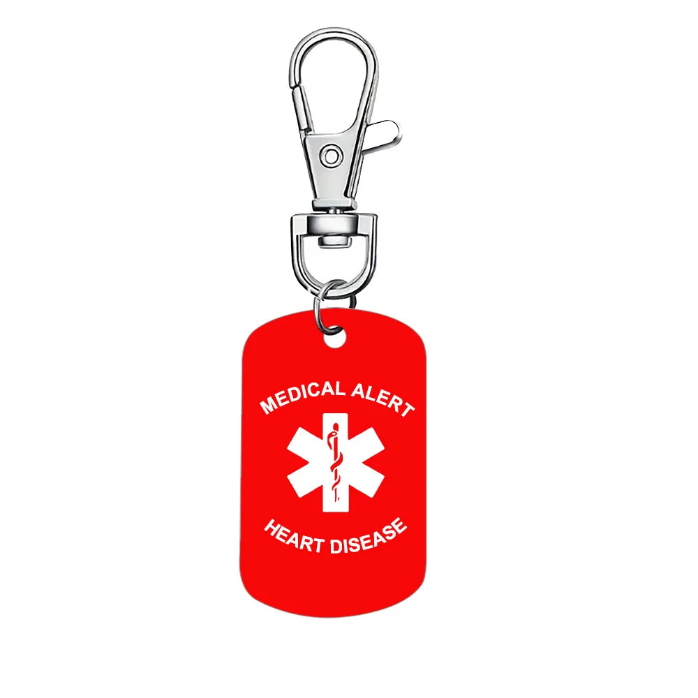 Medical Alert Pendant Keychain Aluminum Emergency ID Tag
