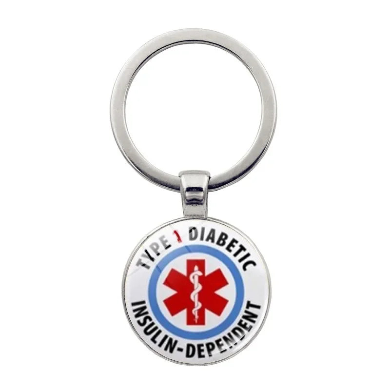 Diabetic Medical Alert Keychain Star of Life Emergency ID Pendant