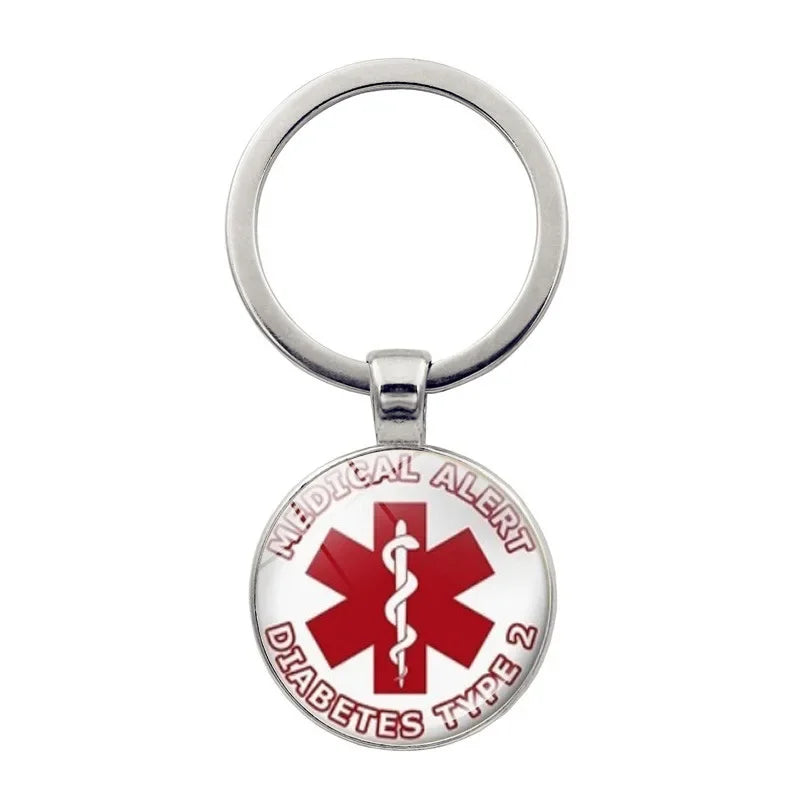 Diabetic Medical Alert Keychain Star of Life Emergency ID Pendant