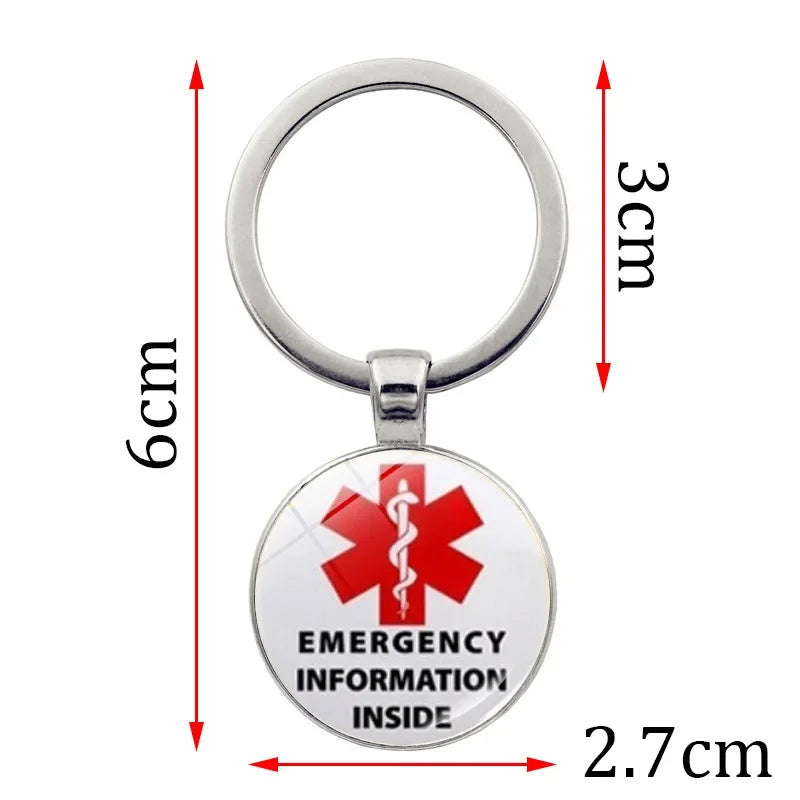 Diabetic Medical Alert Keychain Star of Life Emergency ID Pendant