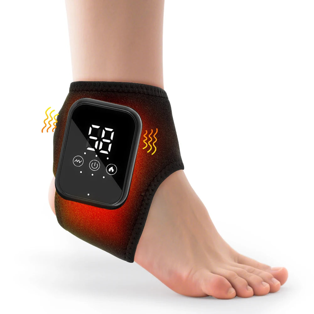 Electric Heated Ankle Massager Brace Heat, Vibration & Support