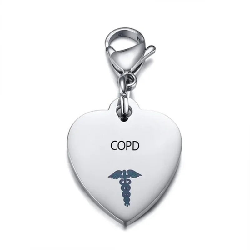 Heart-Shaped Medical ID Keychain Stainless Steel Diabetes Emergency Pendant