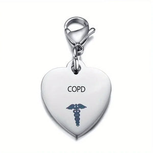 Heart-Shaped Medical ID Keychain Stainless Steel Diabetes Emergency Pendant