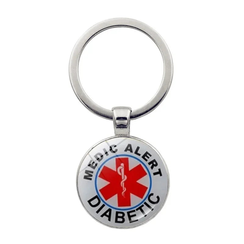 Diabetic Medical Alert Keychain Star of Life Emergency ID Pendant
