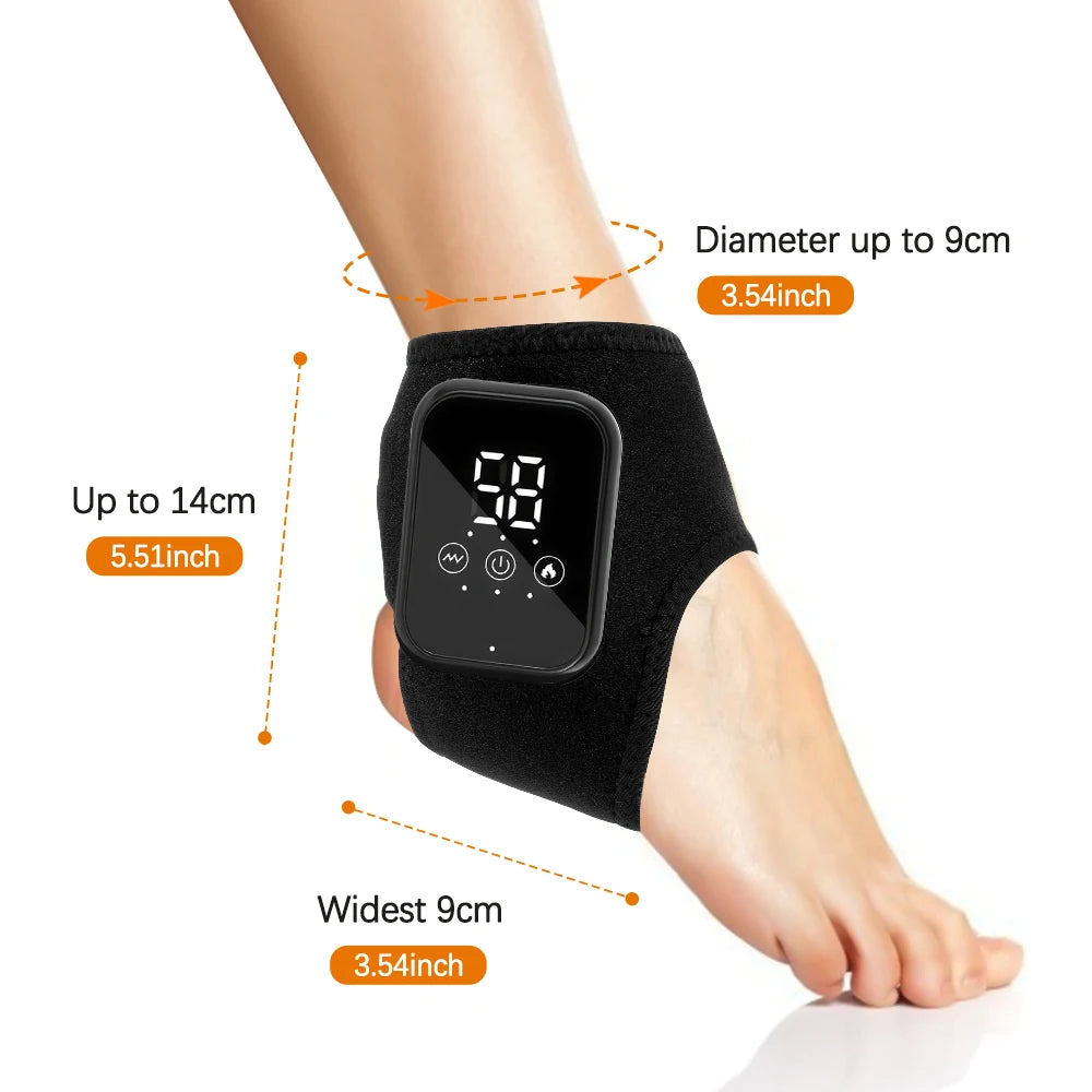 Electric Heated Ankle Massager Brace Heat, Vibration & Support