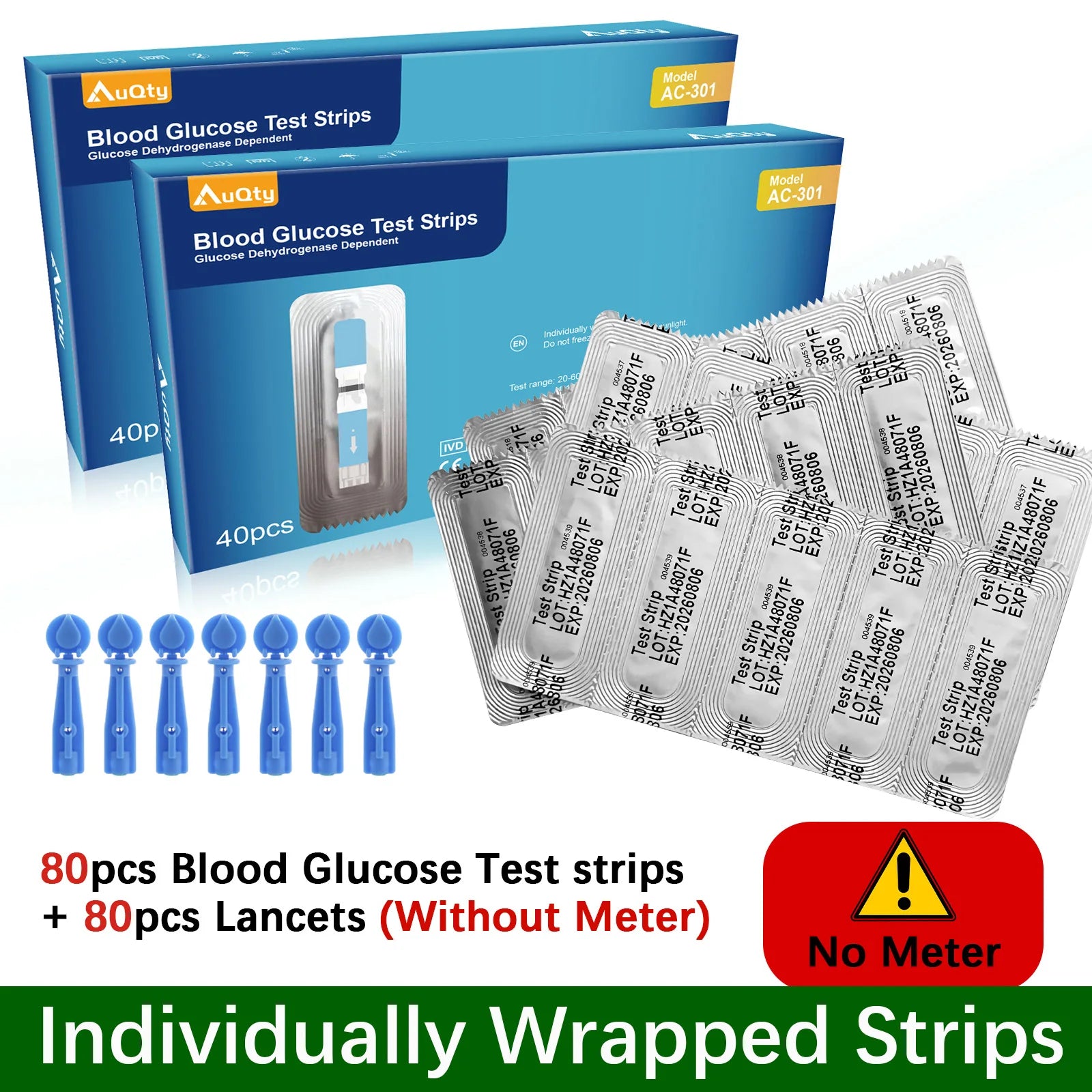 Blood Glucose Meter Kit Fast-Result Diabetes Monitor with Test Strips