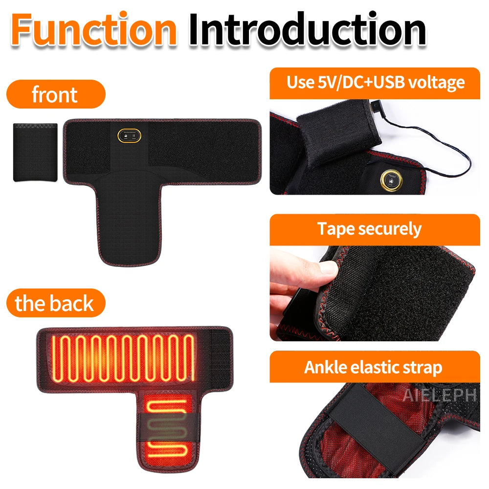 Electric Heated Ankle Support Brace 3-Level Heat & Massage