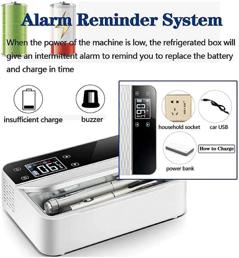 USB Insulin Cooler Bag with Temperature Control Portable Medical Travel Case