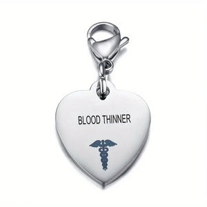 Heart-Shaped Medical ID Keychain Stainless Steel Diabetes Emergency Pendant