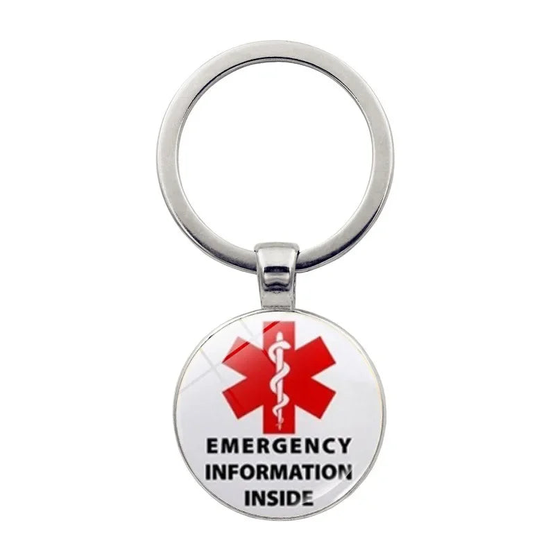 Diabetic Medical Alert Keychain Star of Life Emergency ID Pendant