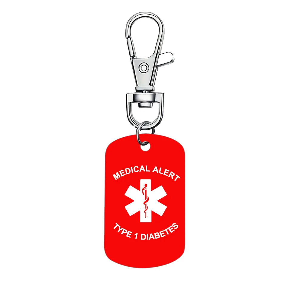 Medical Alert Pendant Keychain Aluminum Emergency ID Tag