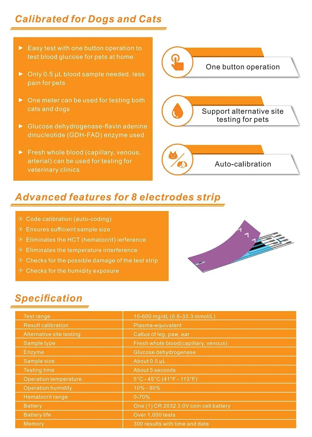 Pet Blood Glucose Monitoring System Veterinary Diabetes Test Kit