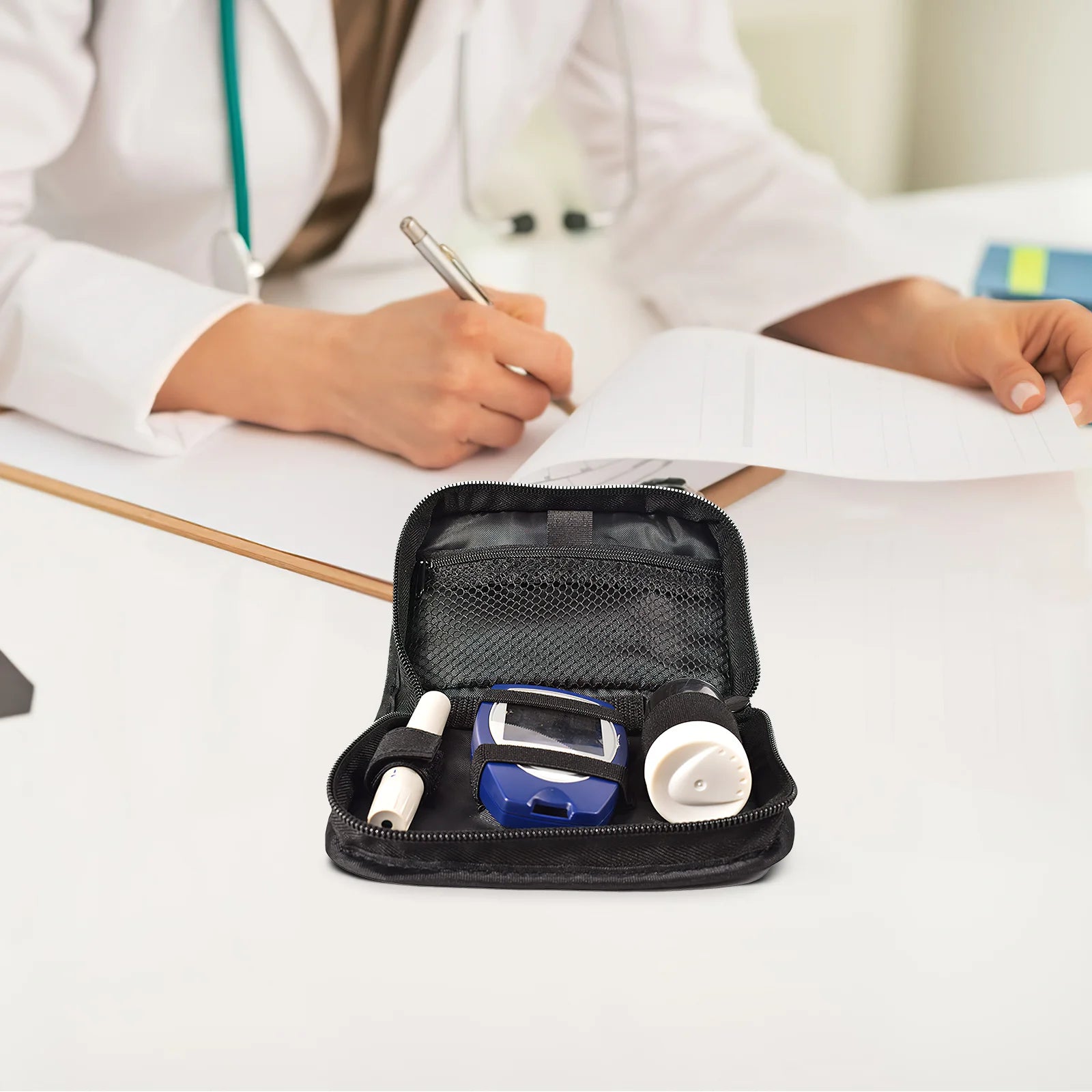 Diabetic Supplies Travel Case Compact Glucose Meter Organizer