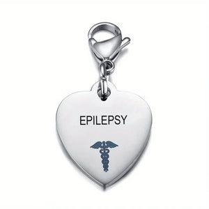 Heart-Shaped Medical ID Keychain Stainless Steel Diabetes Emergency Pendant