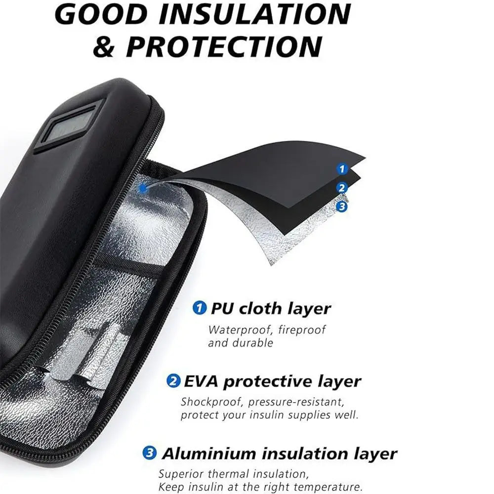 Insulin Cooler Travel Case with Thermometer Waterproof Medicine Organizer