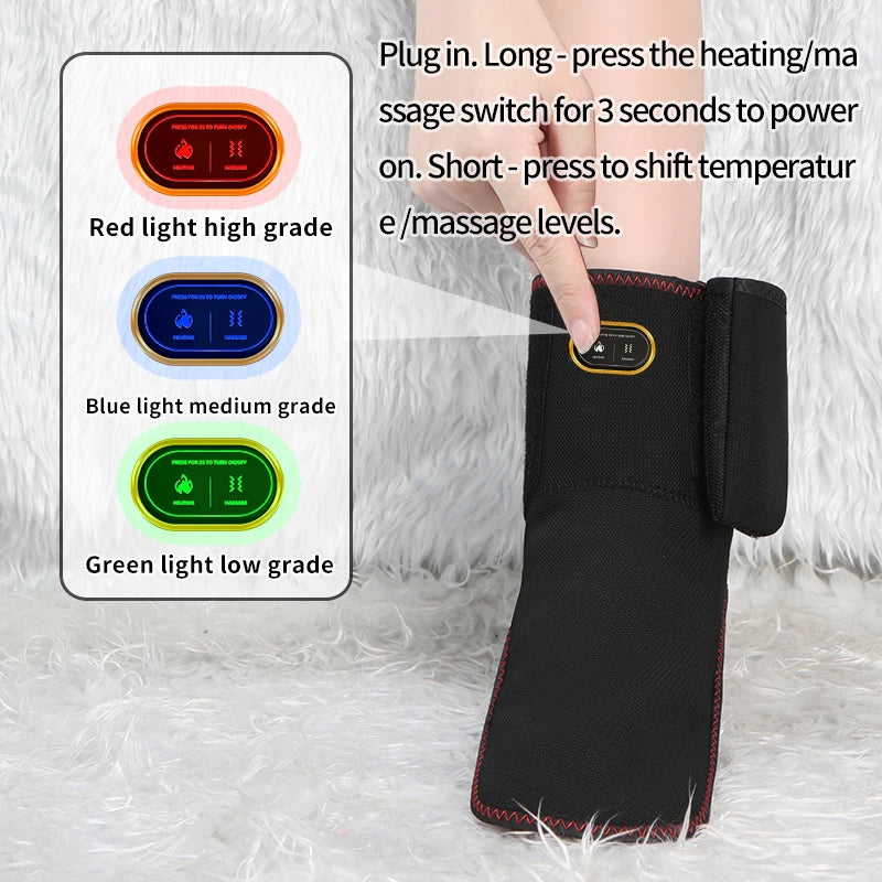 Electric Heated Ankle Support Brace 3-Level Heat & Massage