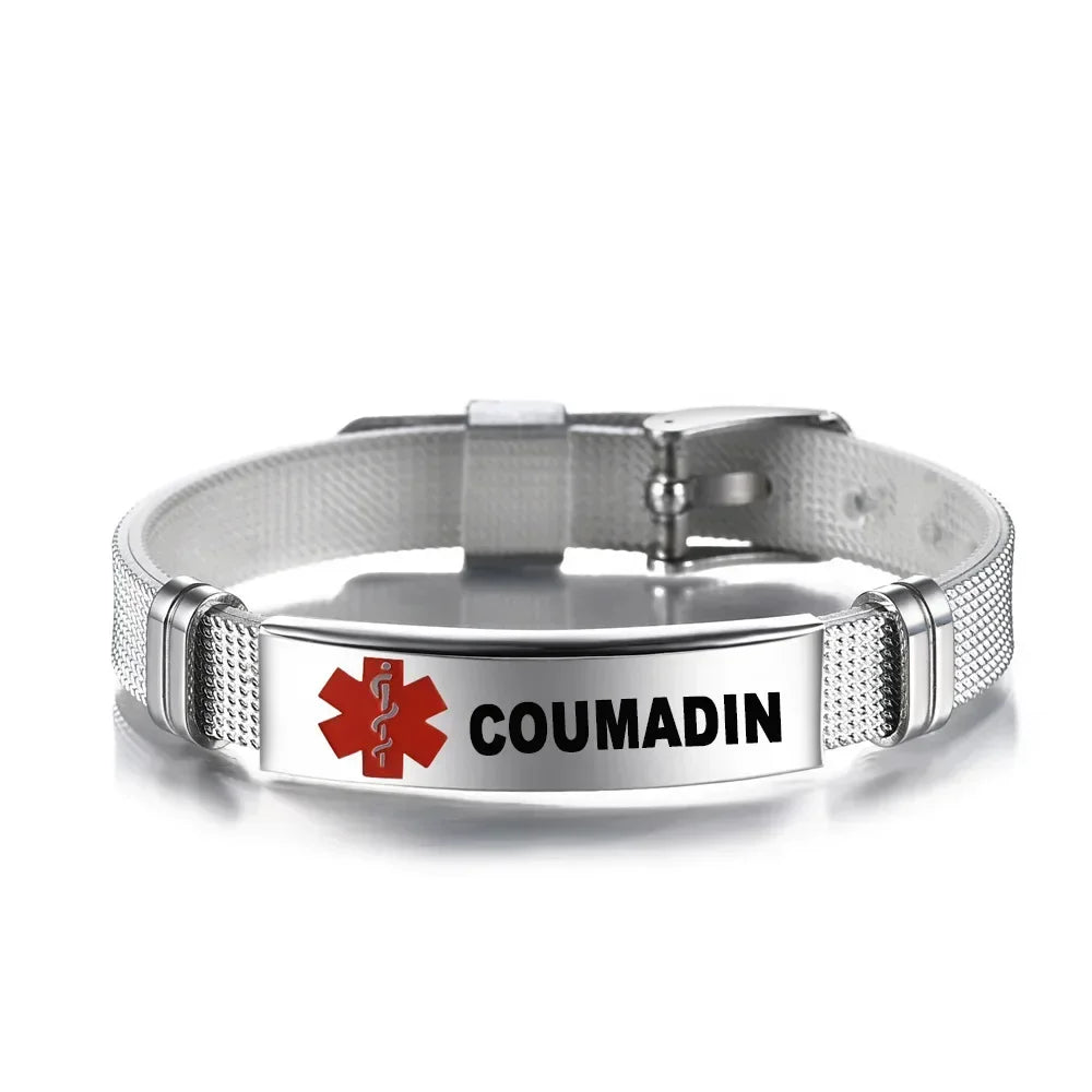 Type 1 Diabetes Medical Alert ID Bracelet Stainless Steel Mesh ICE SOS