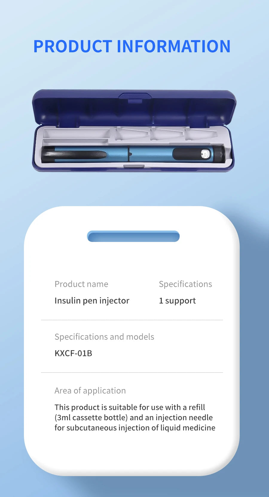 Reusable Insulin Pen for 3ml Cartridges Home Diabetes Use