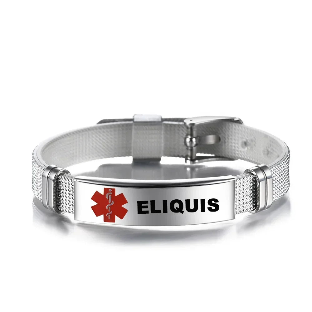 Type 1 Diabetes Medical Alert ID Bracelet Stainless Steel Mesh ICE SOS