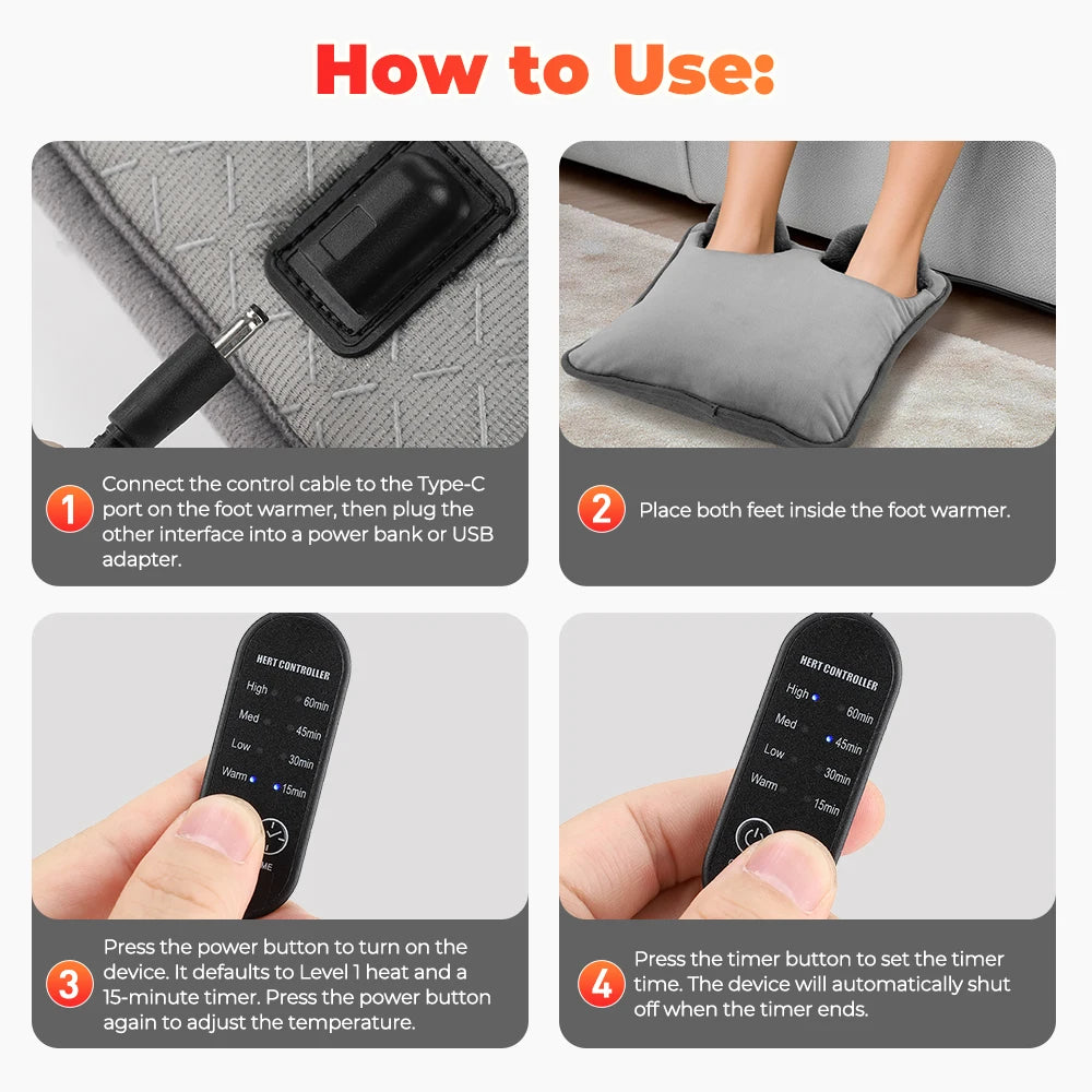 Electric Foot Heating Pad Fast-Heating Under Desk Warming Mat