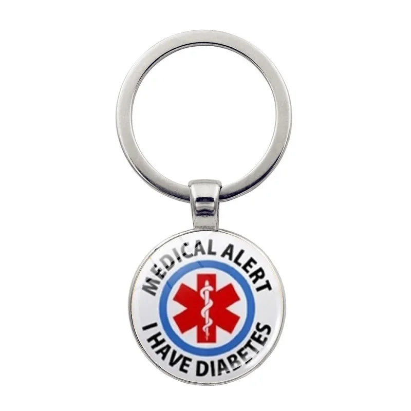 Diabetic Medical Alert Keychain Star of Life Emergency ID Pendant