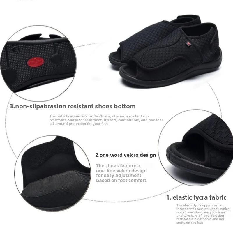 Unisex Diabetic Slippers Extra Wide Adjustable Indoor Sandals