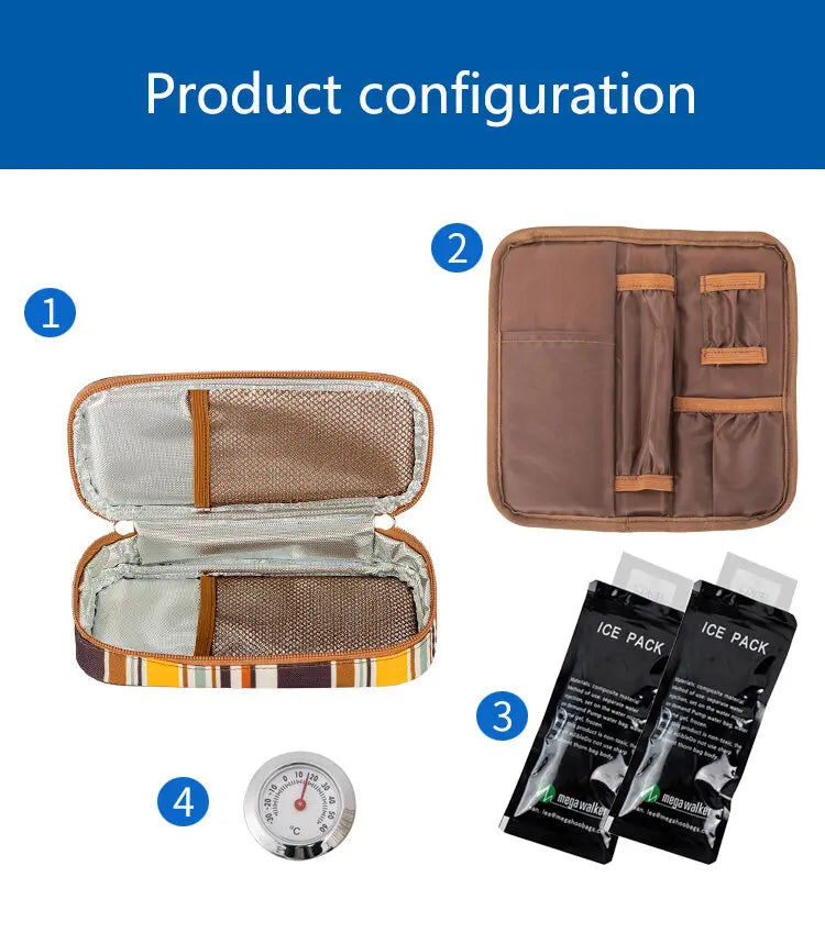 Medium Insulin Cooler Bag Portable Insulated Diabetic Travel Case