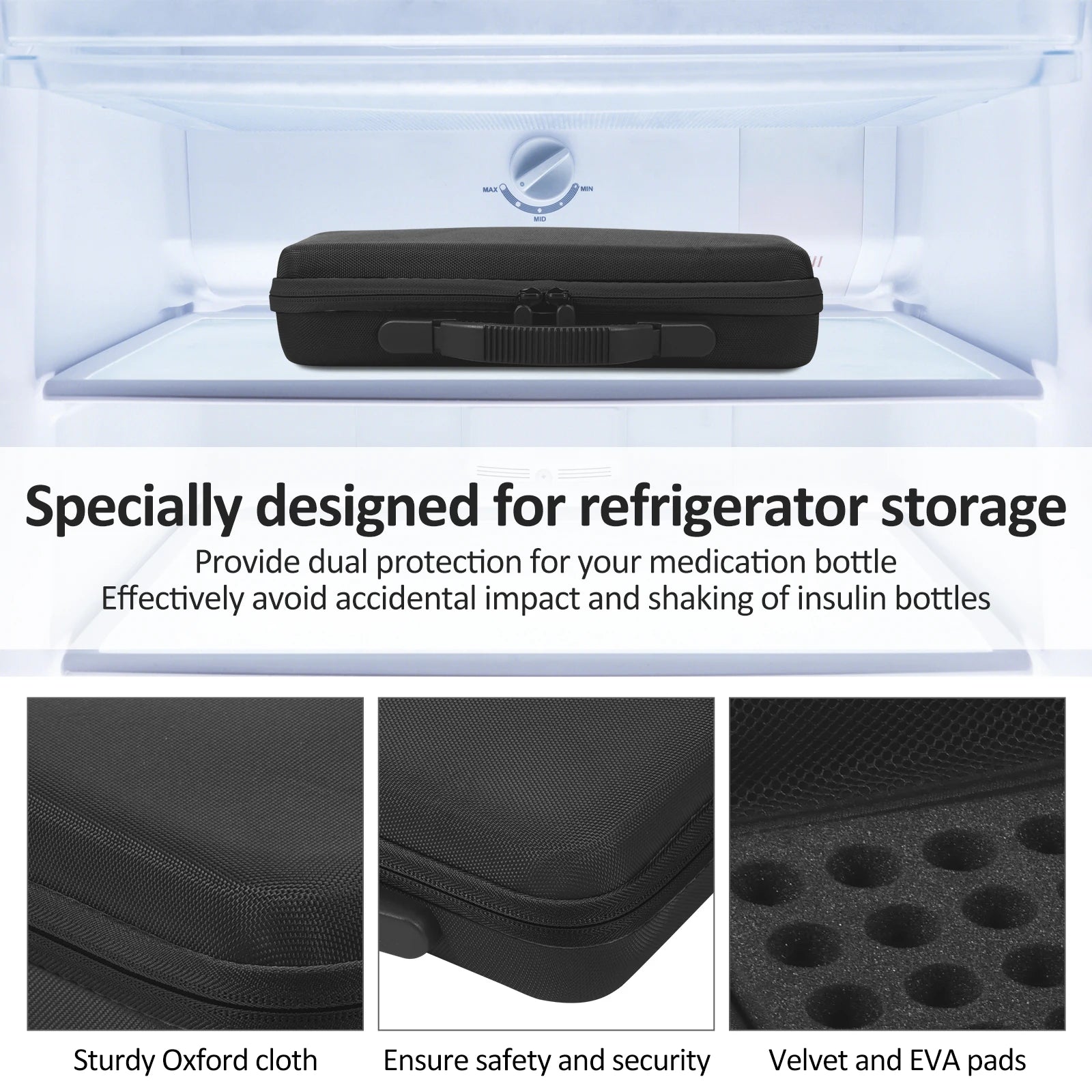 Portable Insulin Vial Storage Box 60-Slot Medicine Organizer