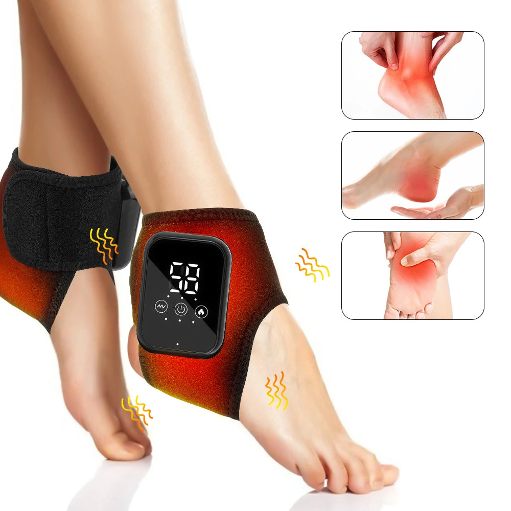 Electric Heated Ankle Massager Brace Heat, Vibration & Support