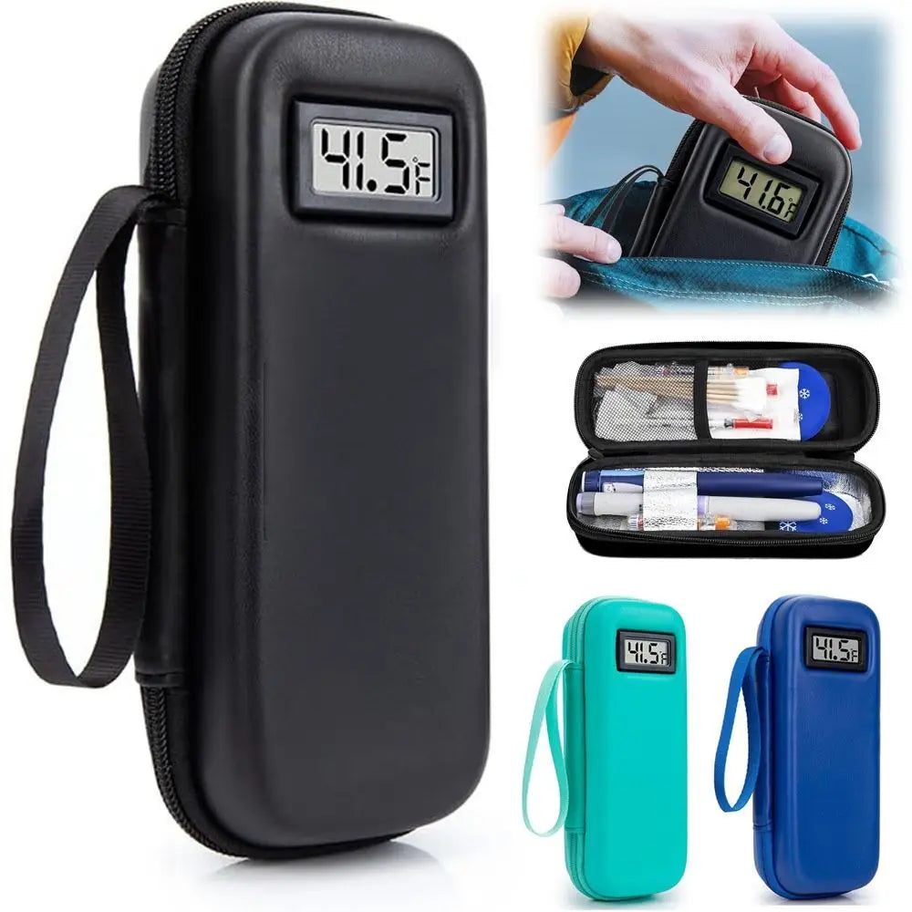 Insulin Cooler Travel Case with Thermometer Waterproof Medicine Organizer