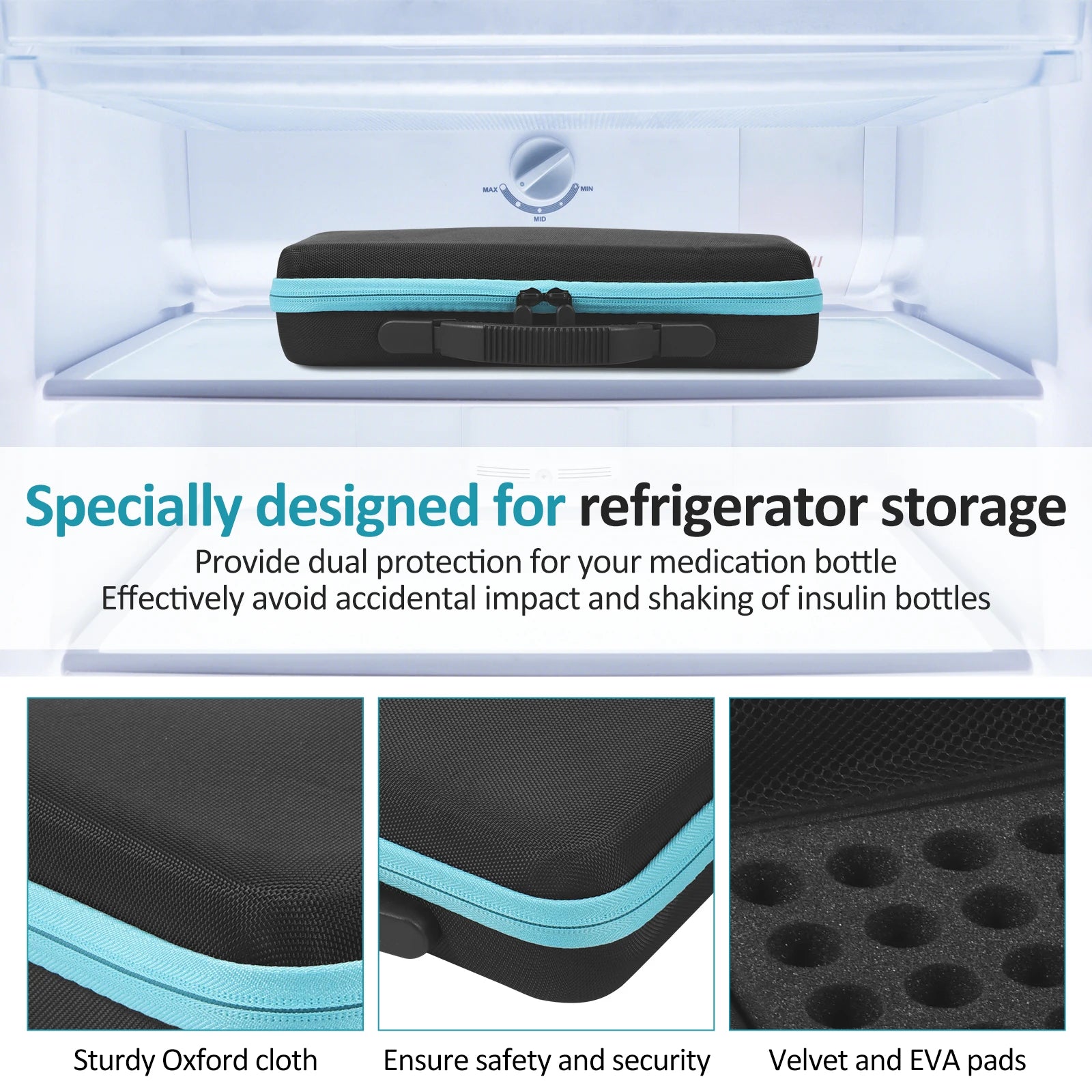 Portable Insulin Vial Storage Box 60-Slot Medicine Organizer