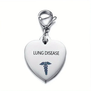 Heart-Shaped Medical ID Keychain Stainless Steel Diabetes Emergency Pendant
