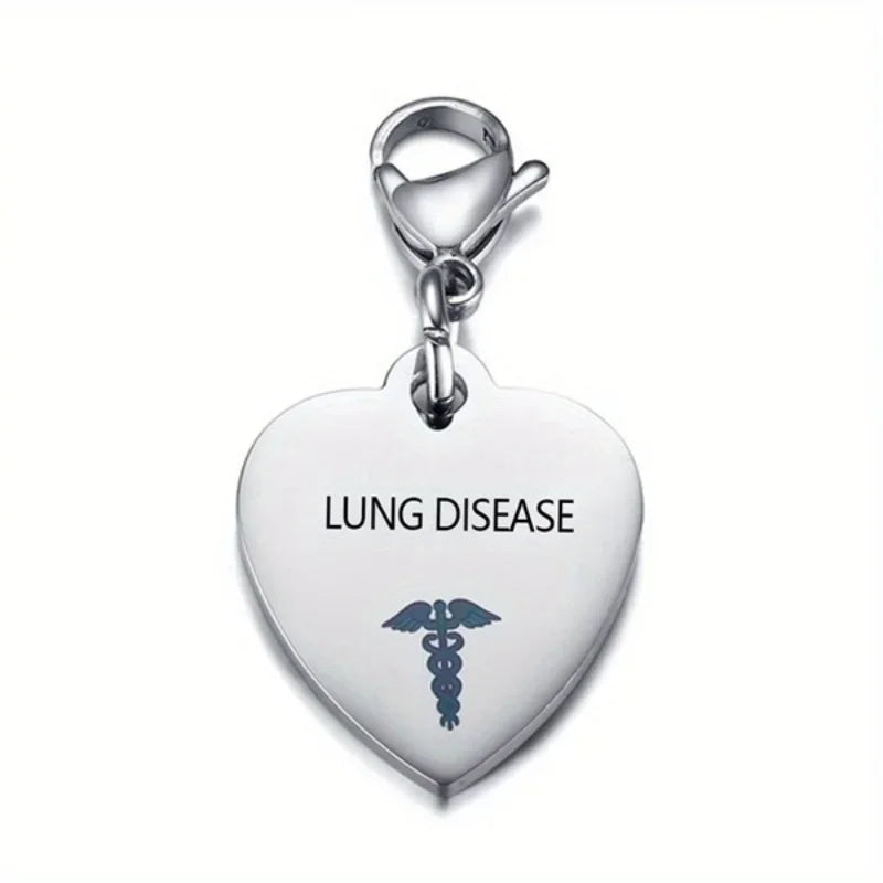 Heart-Shaped Medical ID Keychain Stainless Steel Diabetes Emergency Pendant