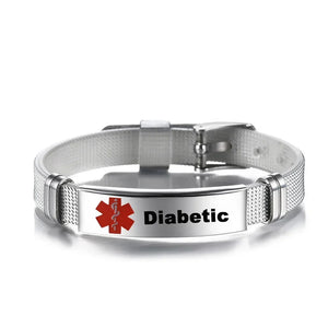Type 1 Diabetes Medical Alert ID Bracelet Stainless Steel Mesh ICE SOS