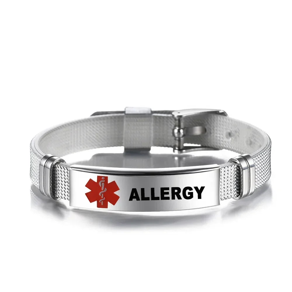 Type 1 Diabetes Medical Alert ID Bracelet Stainless Steel Mesh ICE SOS