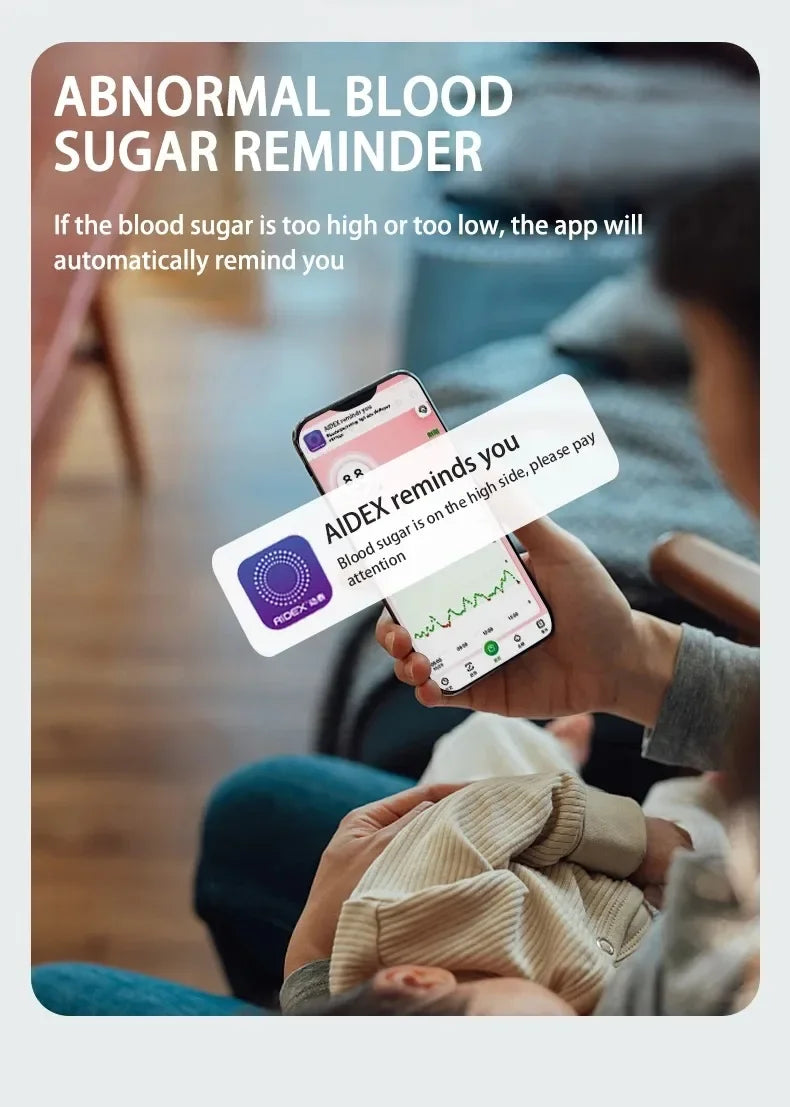 Freestyle Libre Sensor Bluetooth Scan Free Remote Data Sharing Aidex Dynamic Blood Glucose Monitoring CGMS 24h Realtime Monitor