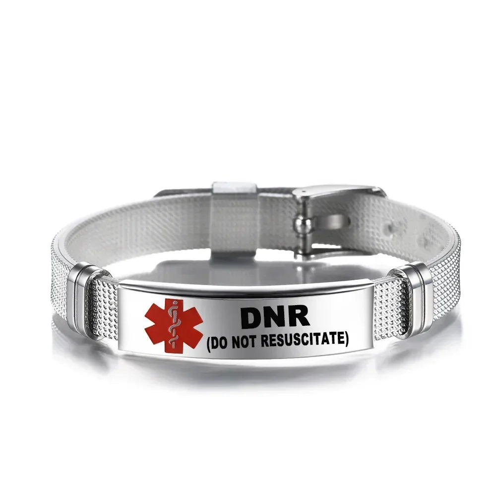 Type 1 Diabetes Medical Alert ID Bracelet Stainless Steel Mesh ICE SOS