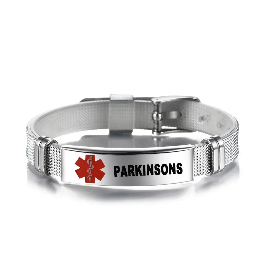 Type 1 Diabetes Medical Alert ID Bracelet Stainless Steel Mesh ICE SOS