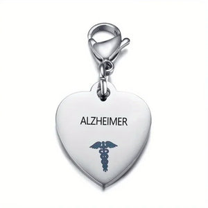 Heart-Shaped Medical ID Keychain Stainless Steel Diabetes Emergency Pendant