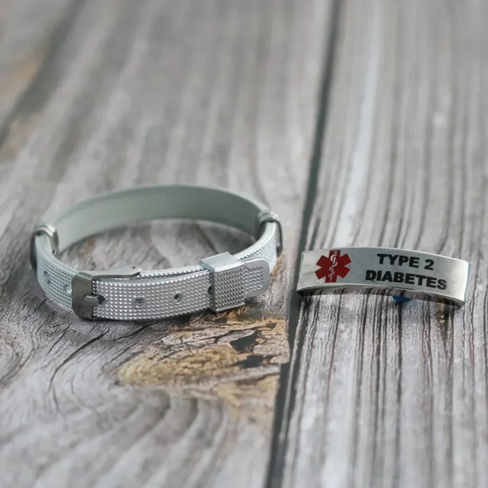Type 1 Diabetes Medical Alert ID Bracelet Stainless Steel Mesh ICE SOS